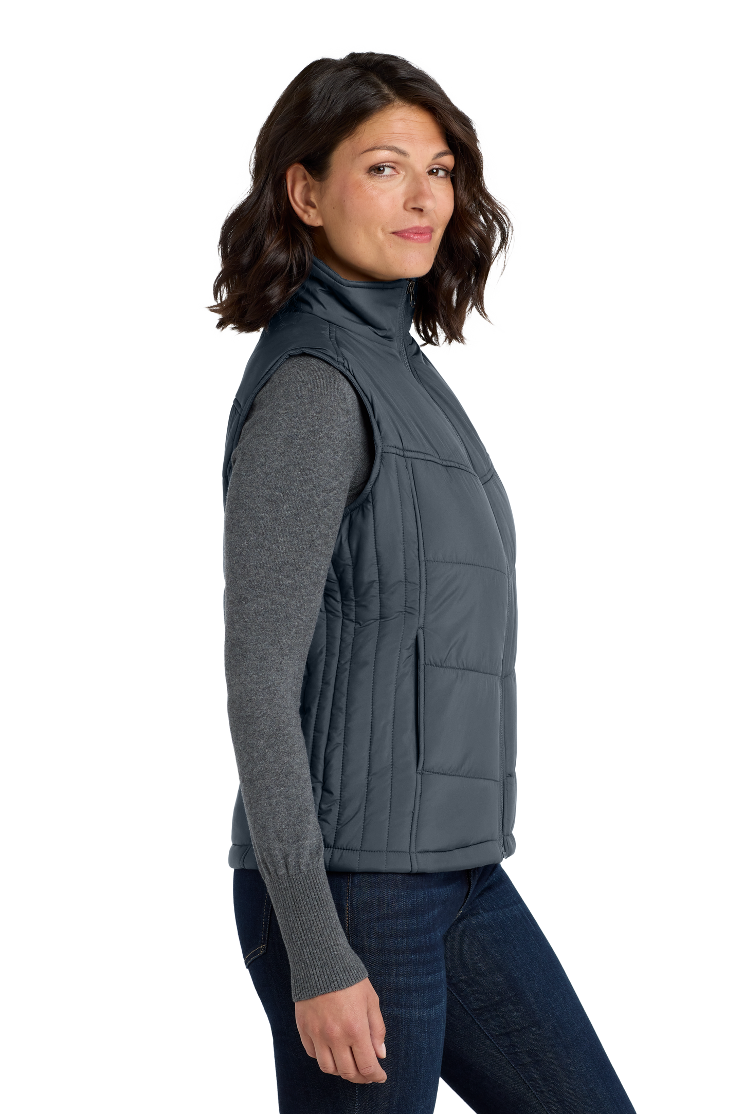 Port Authority® Women's Puffy Vest - Dark Slate / Black