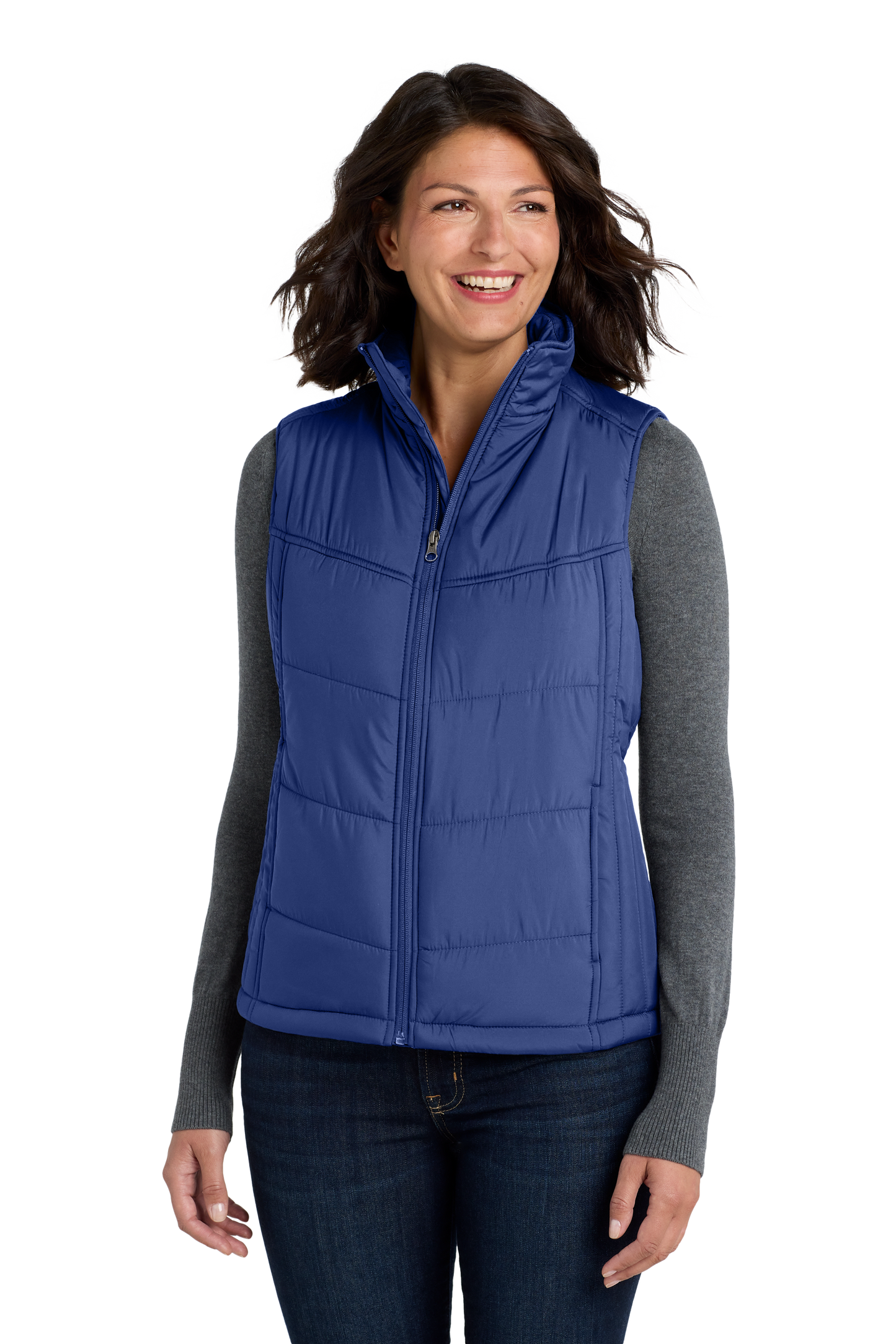 Port Authority® Women's Puffy Vest - Mediterranean Blue/ Black