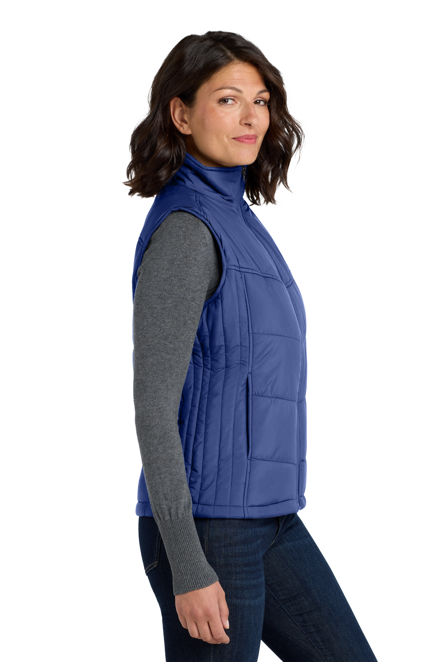 Port Authority® Women's Puffy Vest - Mediterranean Blue/ Black