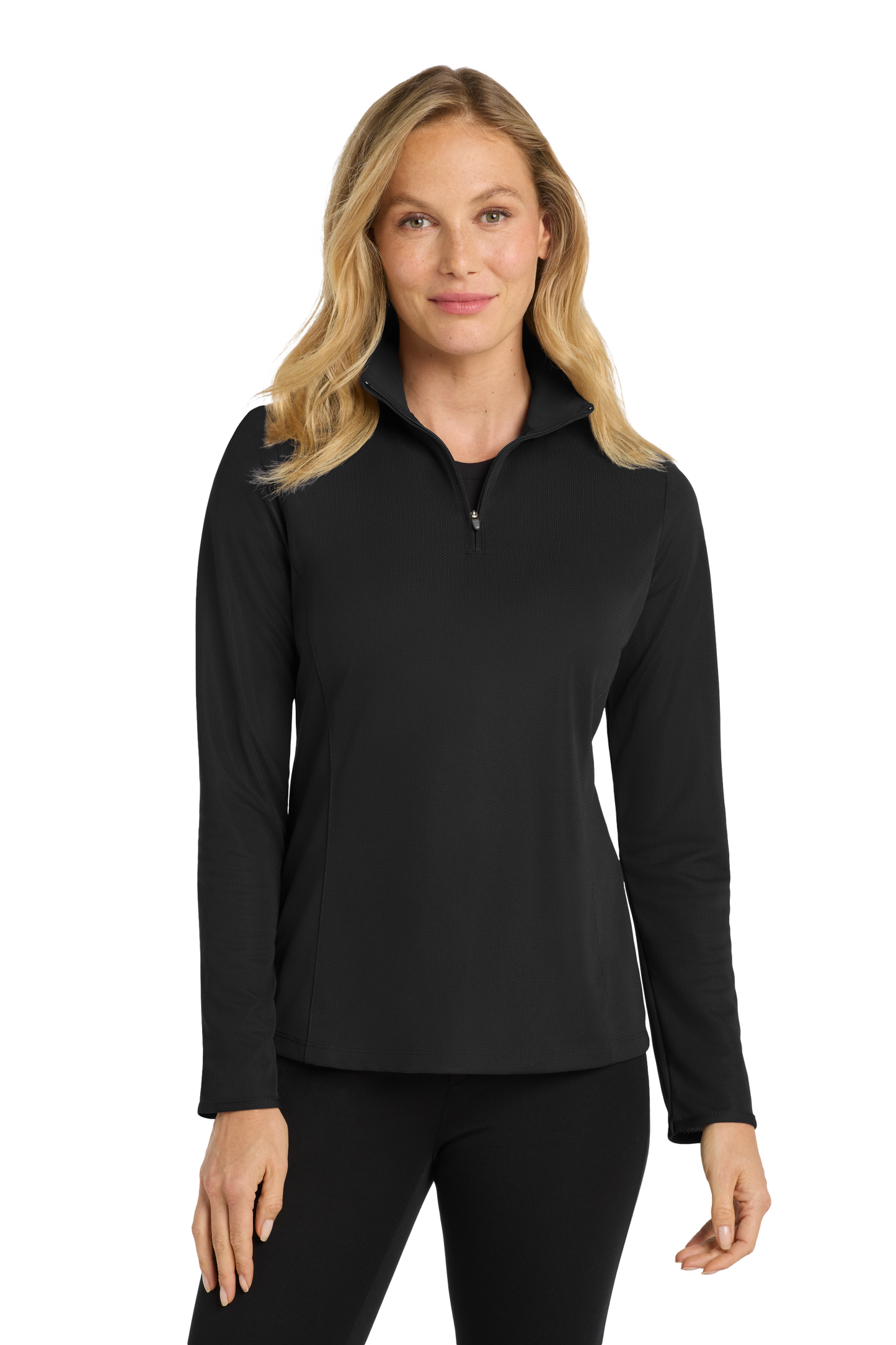 Port Authority® Women's Pinpoint Mesh 1/2-Zip - Black