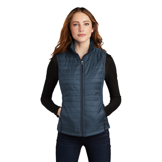 Port Authority® Women's Packable Puffy Vest - Regatta Blue / River Blue Navy