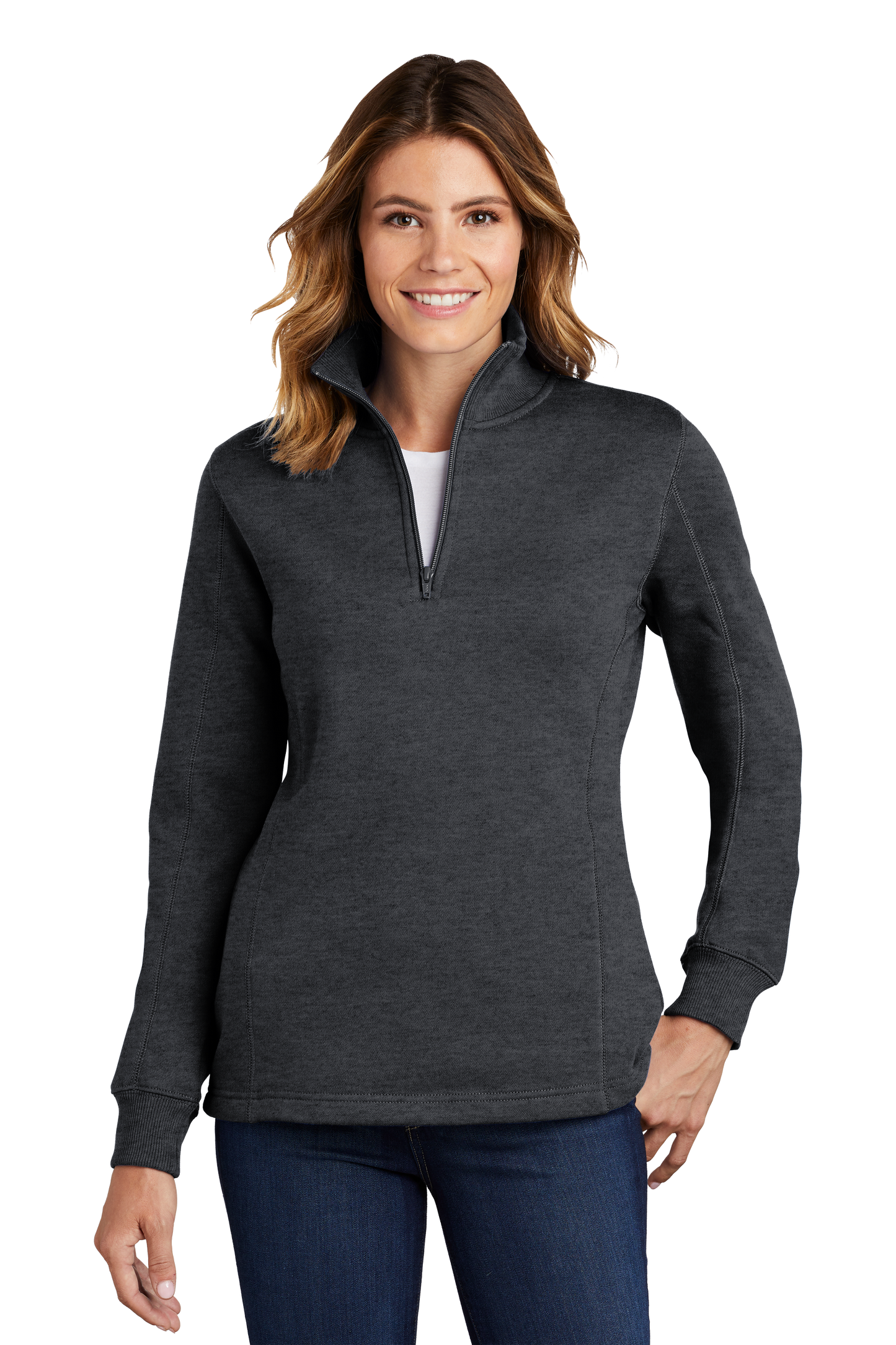 Sport-Tek® Women's 1/4-Zip Sweatshirt - Graphite Heather