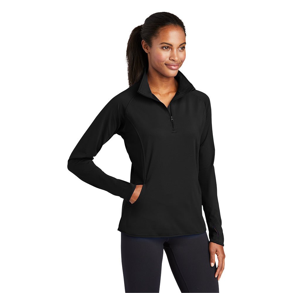 Women Sport Tek Ladies Sport-Wick Stretch 1/4-Zip Pullover - Black