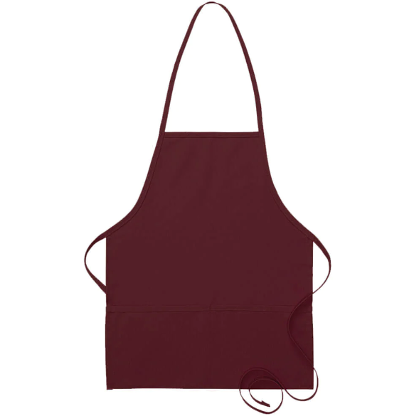 Deluxe Bib Apron (two pockets) - Maroon