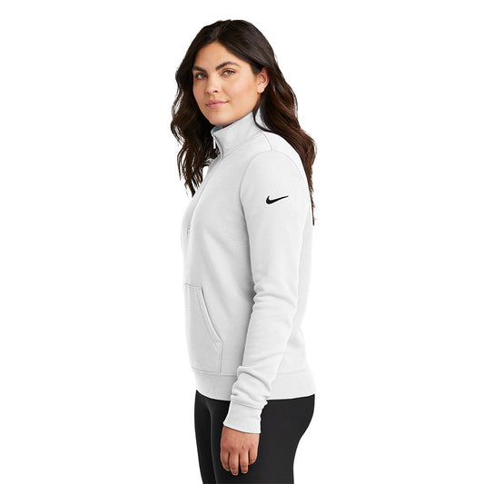 Nike Ladies Club Fleece Sleeve Swoosh 1/2-Zip - White
