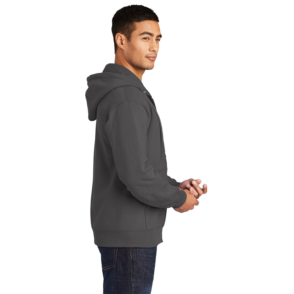 Port & Company® Essential Fleece Full-Zip Hooded Sweatshirt - Charcoal