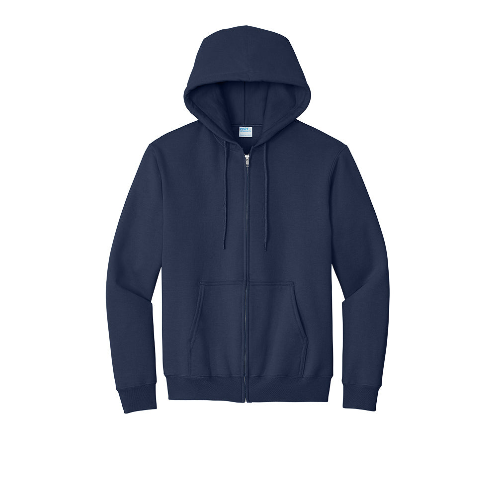 Port & Company® Essential Fleece Full-Zip Hooded Sweatshirt - Navy