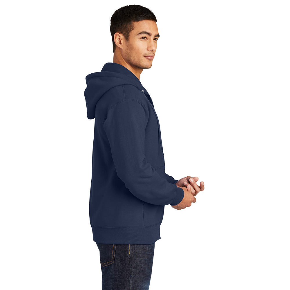 Port & Company® Essential Fleece Full-Zip Hooded Sweatshirt - Navy