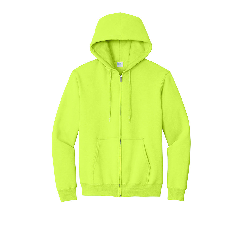 Port & Company® Essential Fleece Full-Zip Hooded Sweatshirt - Safety Green