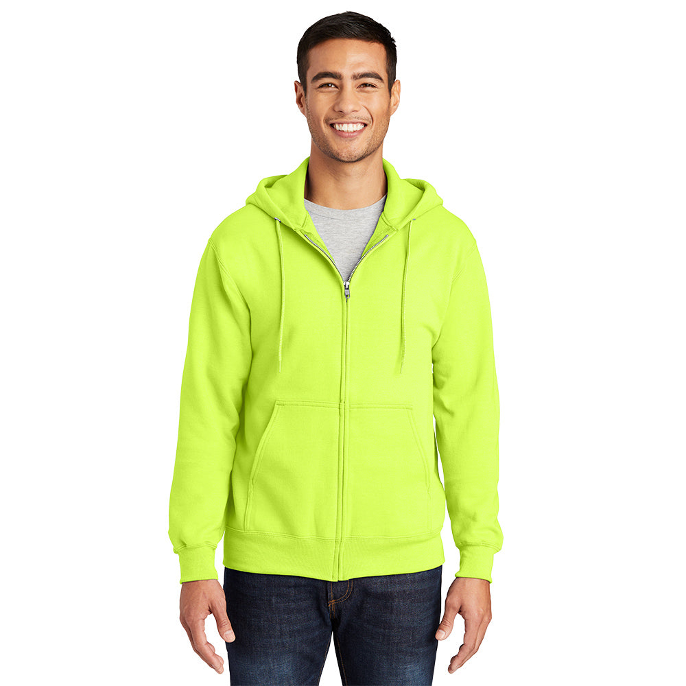 Port & Company® Essential Fleece Full-Zip Hooded Sweatshirt - Safety Green