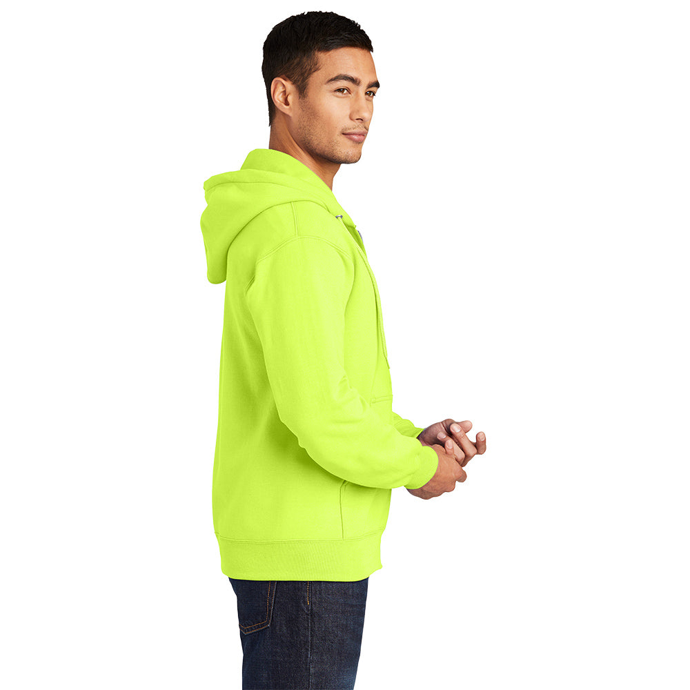 Port & Company® Essential Fleece Full-Zip Hooded Sweatshirt - Safety Green