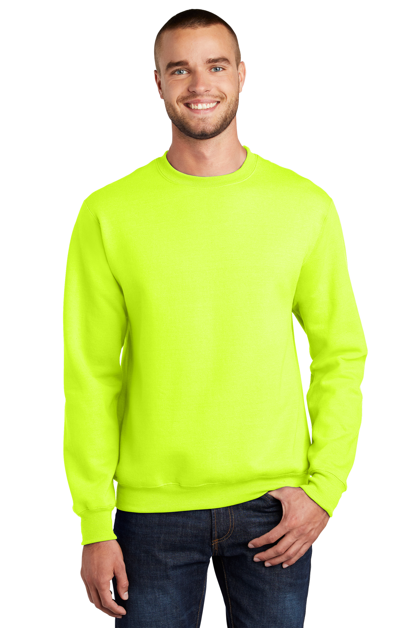 Port & Company® Essential Fleece Crewneck Sweatshirt - Safety Green