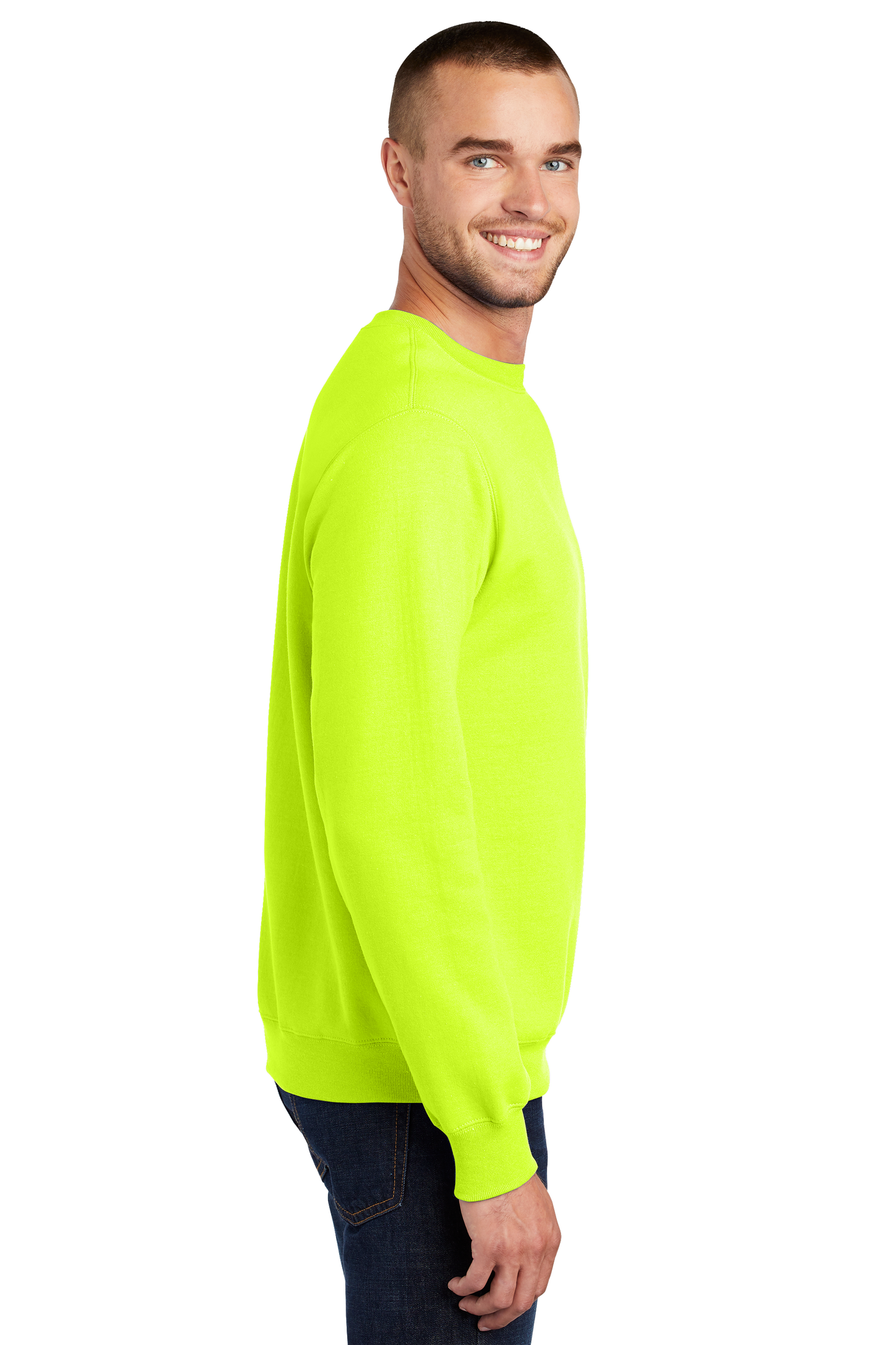 Port & Company® Essential Fleece Crewneck Sweatshirt - Safety Green