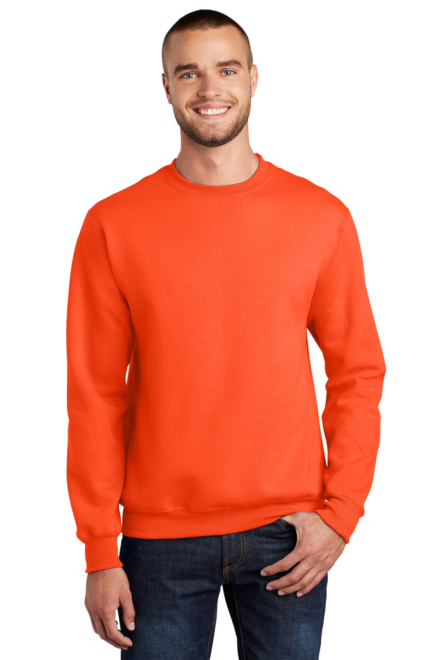 Port & Company® Essential Fleece Crewneck Sweatshirt - Safety Orange