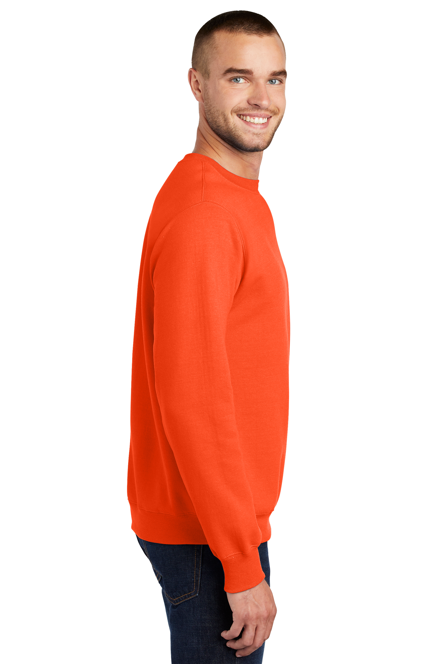 Port & Company® Essential Fleece Crewneck Sweatshirt - Safety Orange