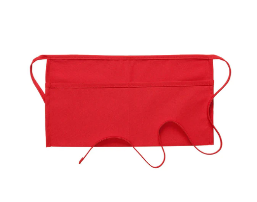 Deluxe Pocket Waist Apron (two pockets)- Red