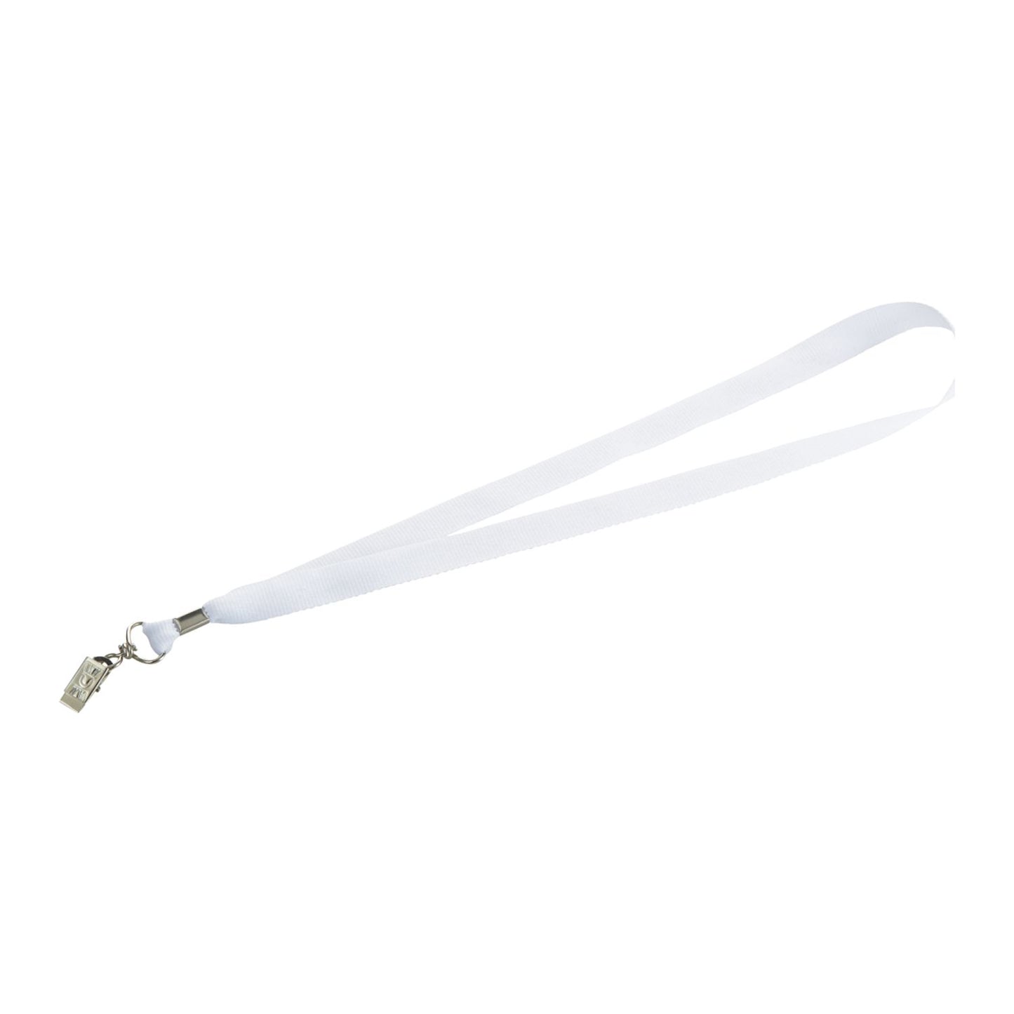 Lanyard with Bulldog Clip - White