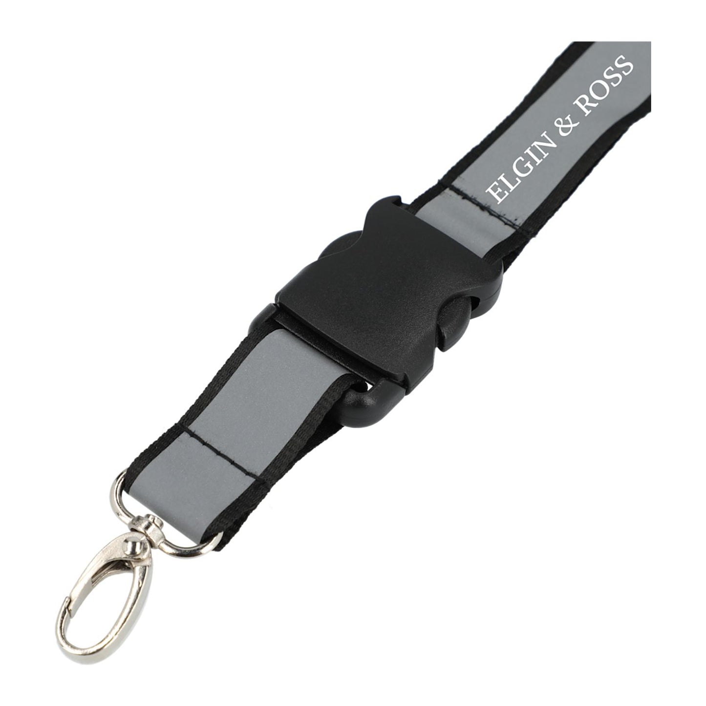 Recycled Polyester Reflective Lanyard - Black