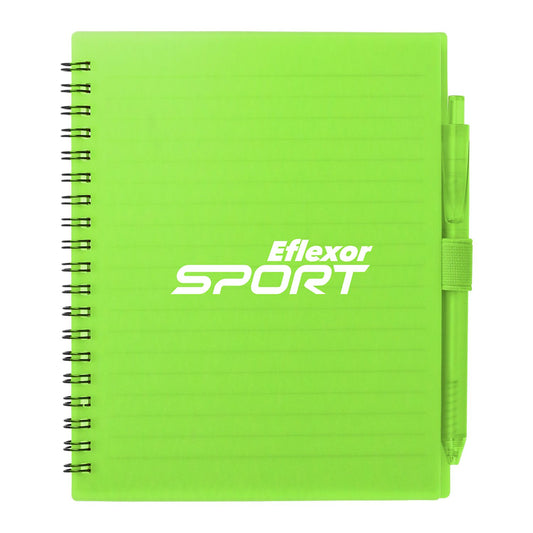 5.5” x 7” FSC® Recycled Spiral Notebook w RPET Pe - Lime