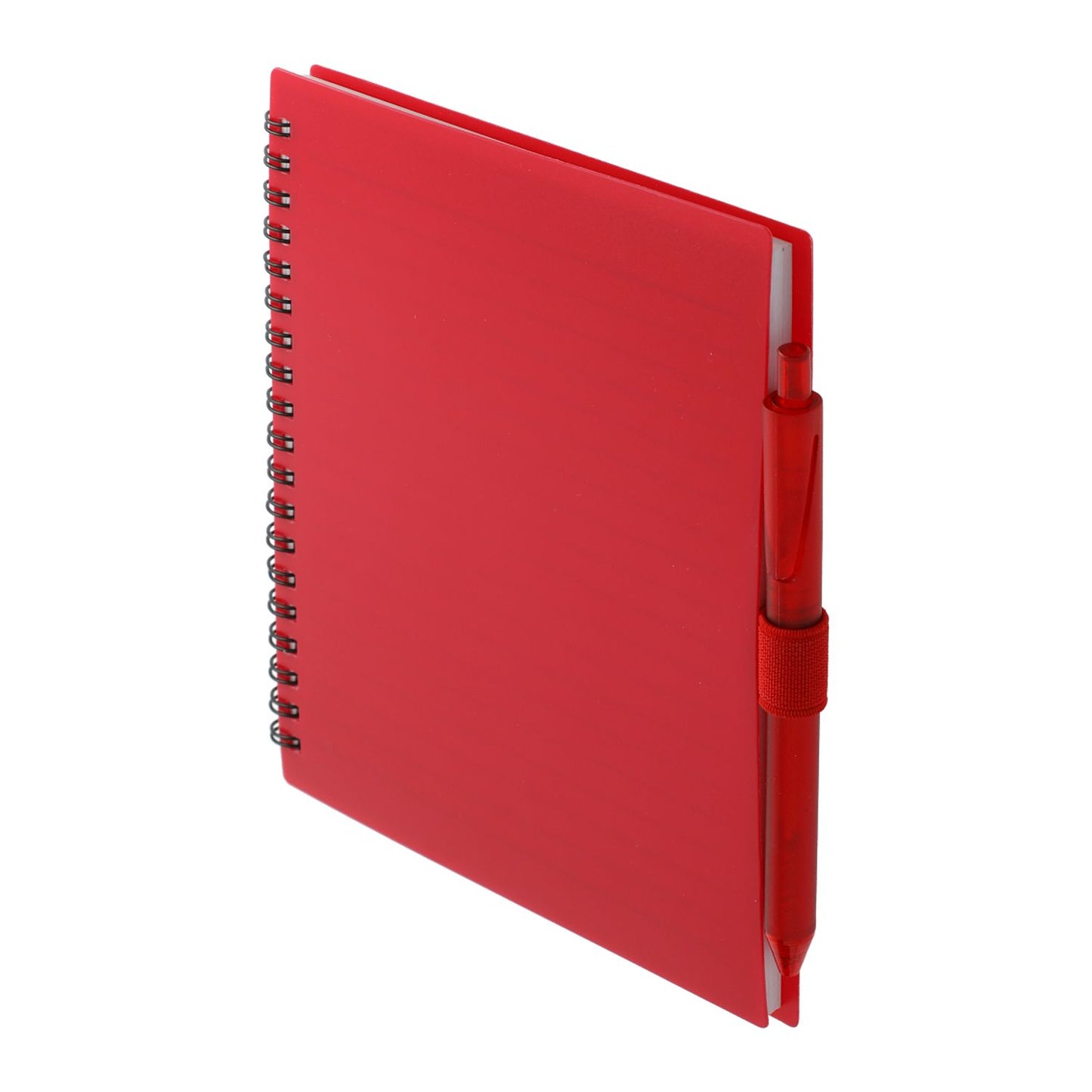 5.5” x 7” FSC® Recycled Spiral Notebook w RPET Pe - Red