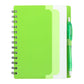 5" x 7" Recycled Dual Pocket Spiral Notebook w Pen - Lime