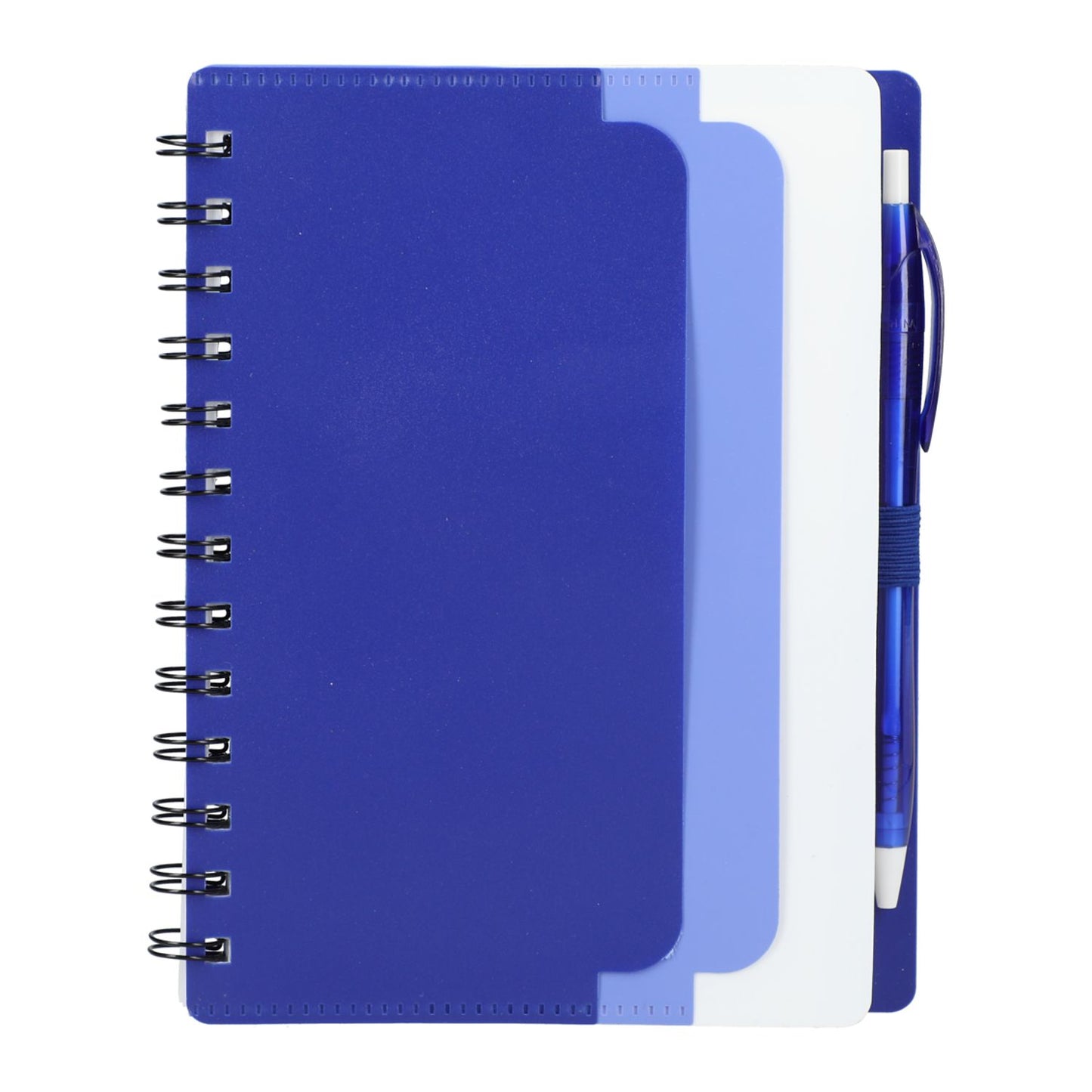 5" x 7" Recycled Dual Pocket Spiral Notebook w Pen - Purple