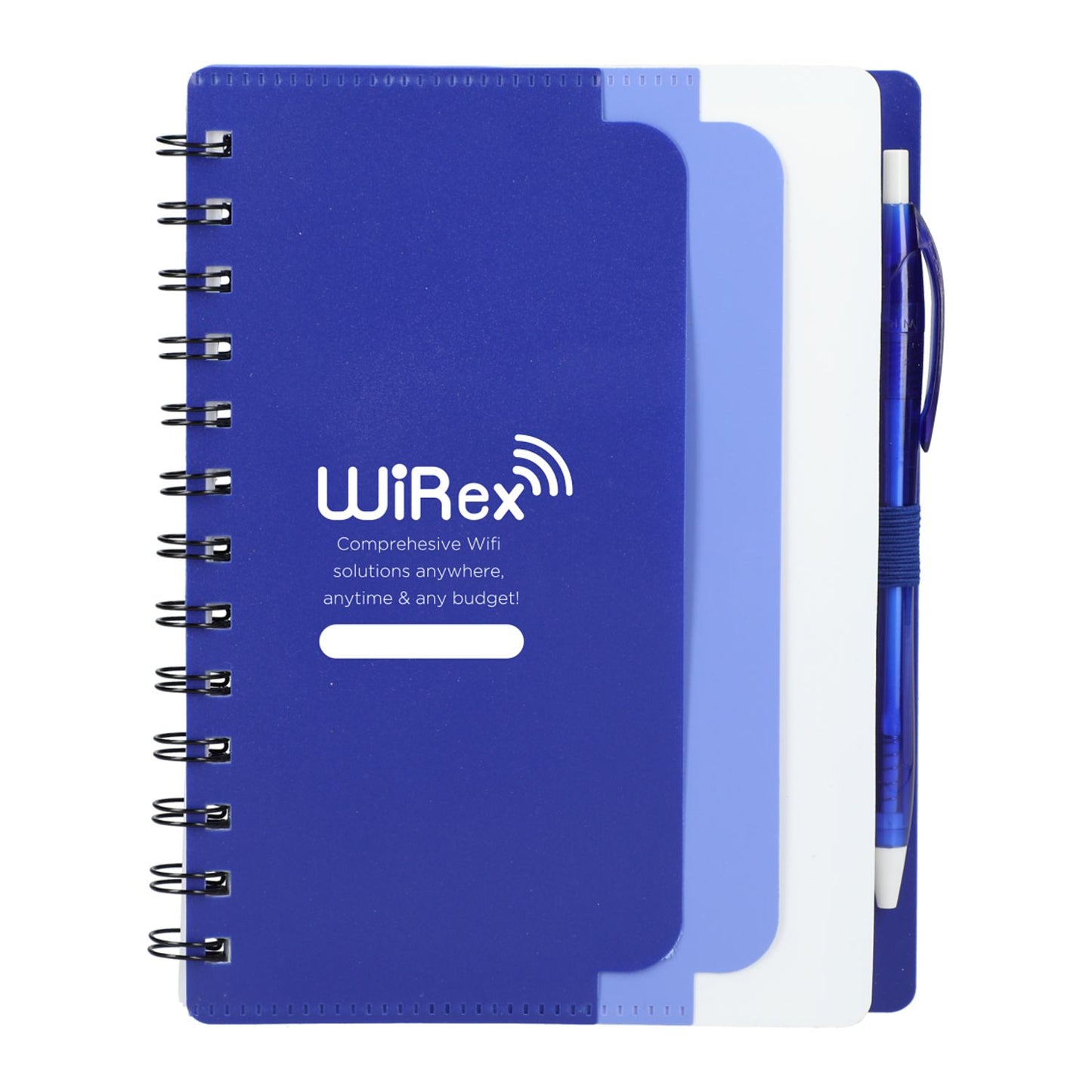 5" x 7" Recycled Dual Pocket Spiral Notebook w Pen - Purple