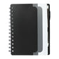 5" x 7" Recycled Dual Pocket Spiral Notebook w Pen - Black