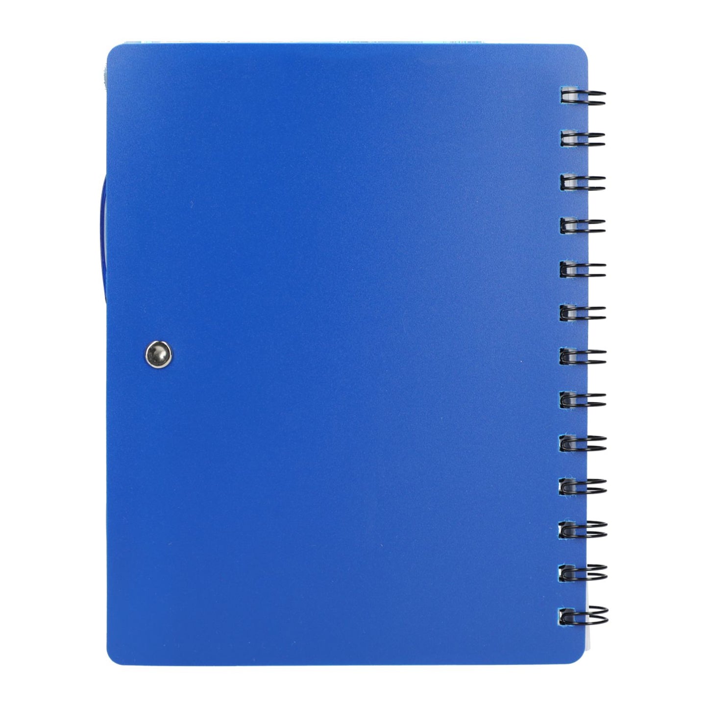 5" x 7" Recycled Dual Pocket Spiral Notebook w Pen - Blue