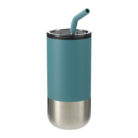 Lagom Insulated 16oz Stainless Steel Tumbler with Straw - River Green