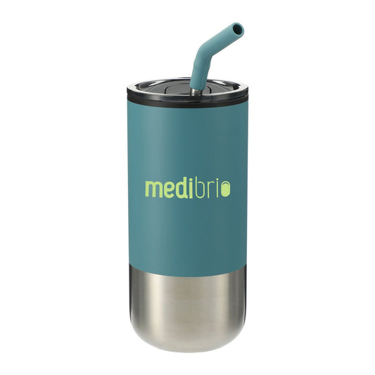 Lagom Insulated 16oz Stainless Steel Tumbler with Straw - River Green