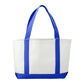 Large Canvas Boat Tote - White/Royal Blue