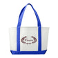 Large Canvas Boat Tote - White/Royal Blue