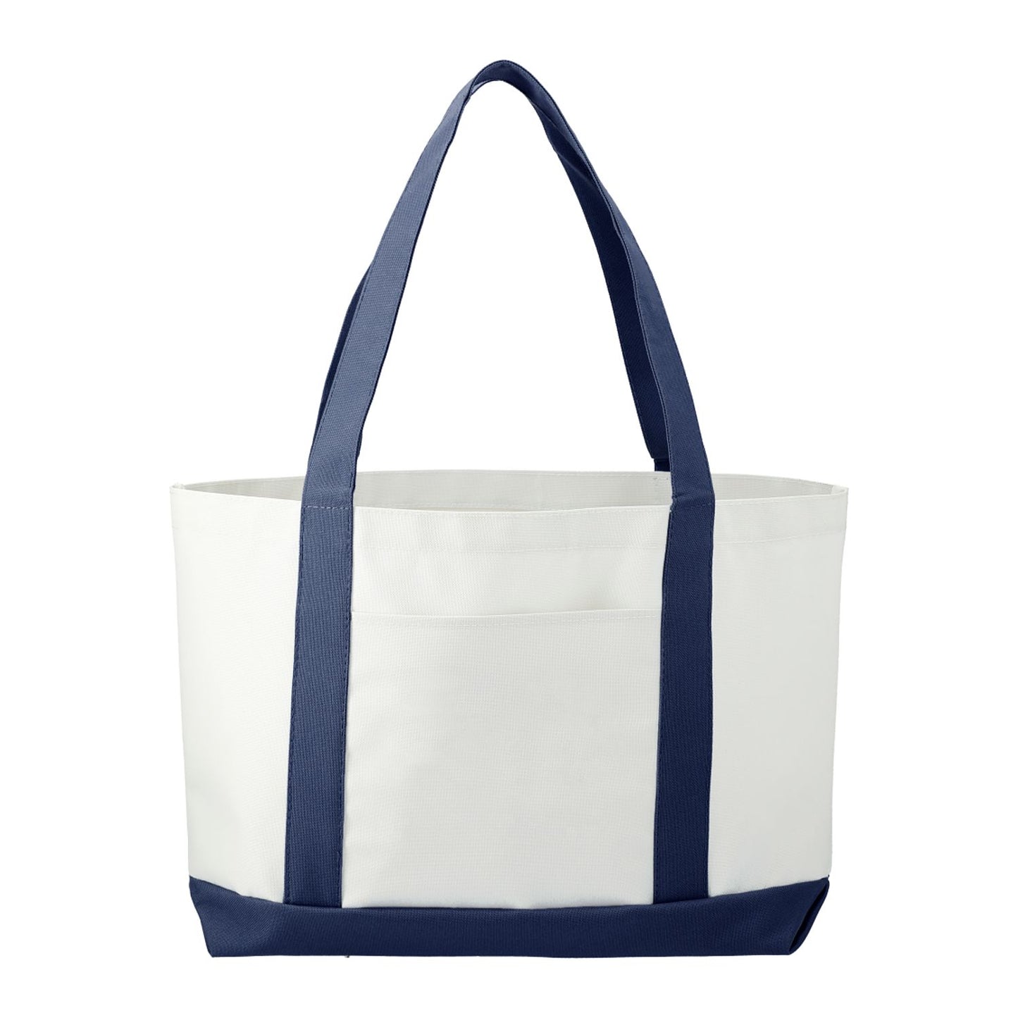 Large Canvas Boat Tote - White/Blue