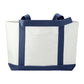 Large Canvas Boat Tote - White/Blue