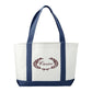 Large Canvas Boat Tote - White/Blue