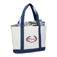 Large Canvas Boat Tote - White/Blue