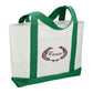 Large Canvas Boat Tote - White/Green