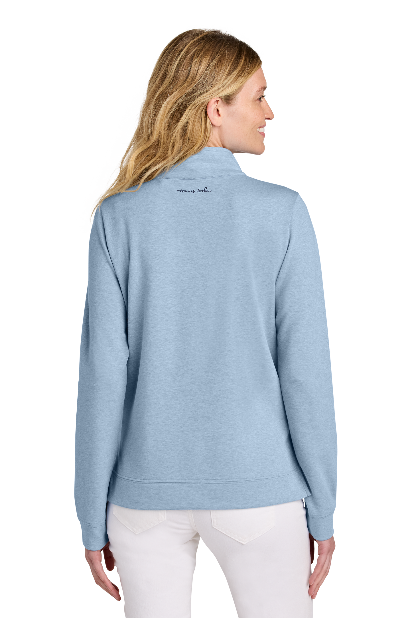 TravisMathew Women’s Coveside 1/2-Zip - Light Blue Heather