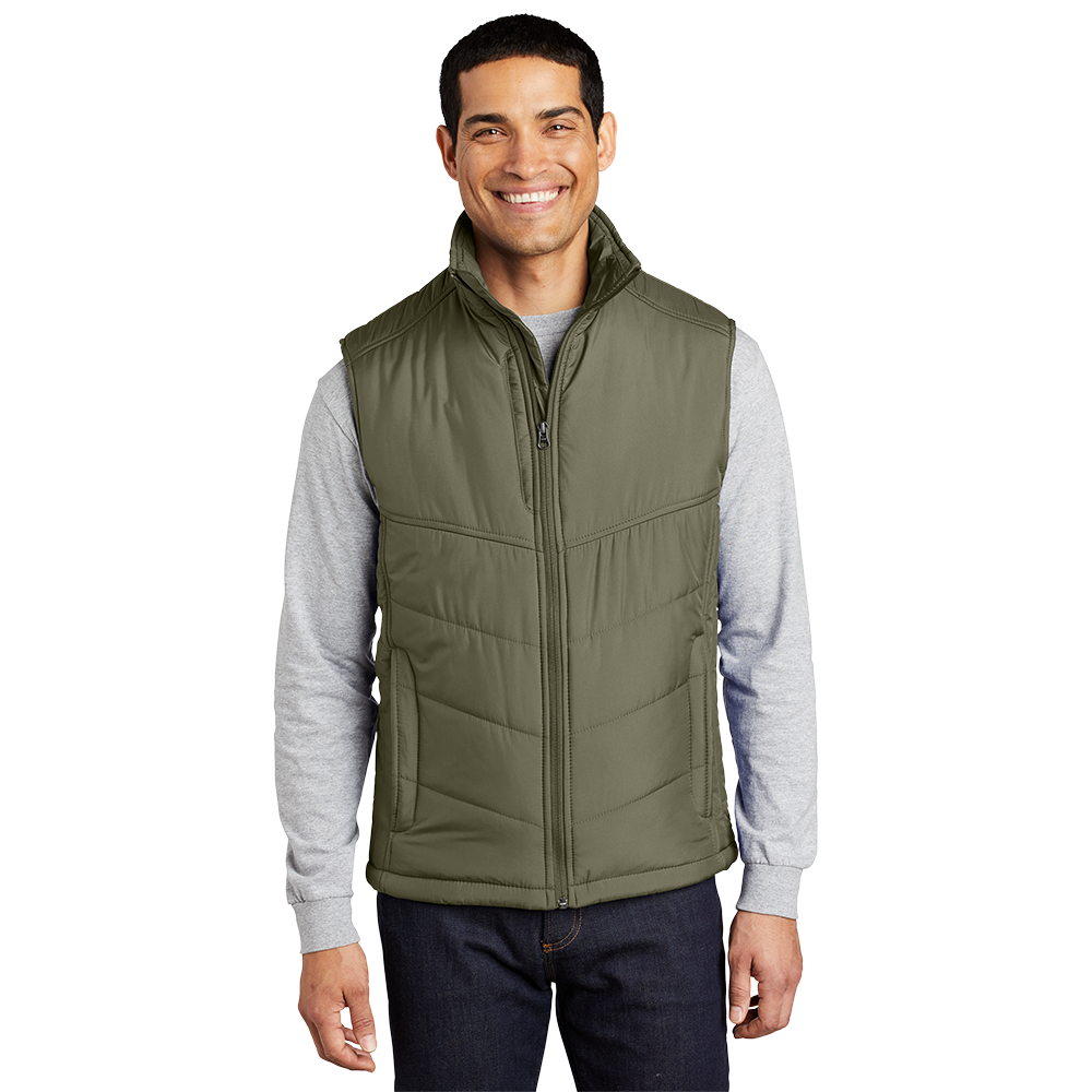 Port Authority® Puffy Vest - Olive/ Cayenne