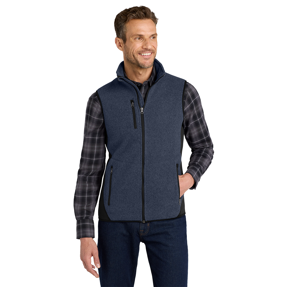 Port Authority® R-Tek® Pro Fleece Full-Zip Vest - Navy Heather / Black