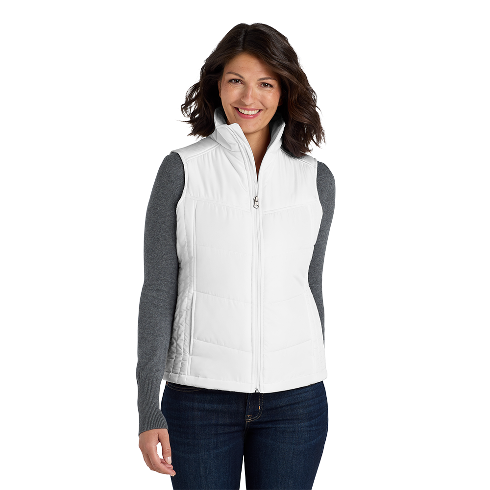 Port Authority® Women's Puffy Vest - White/ Dark Slate