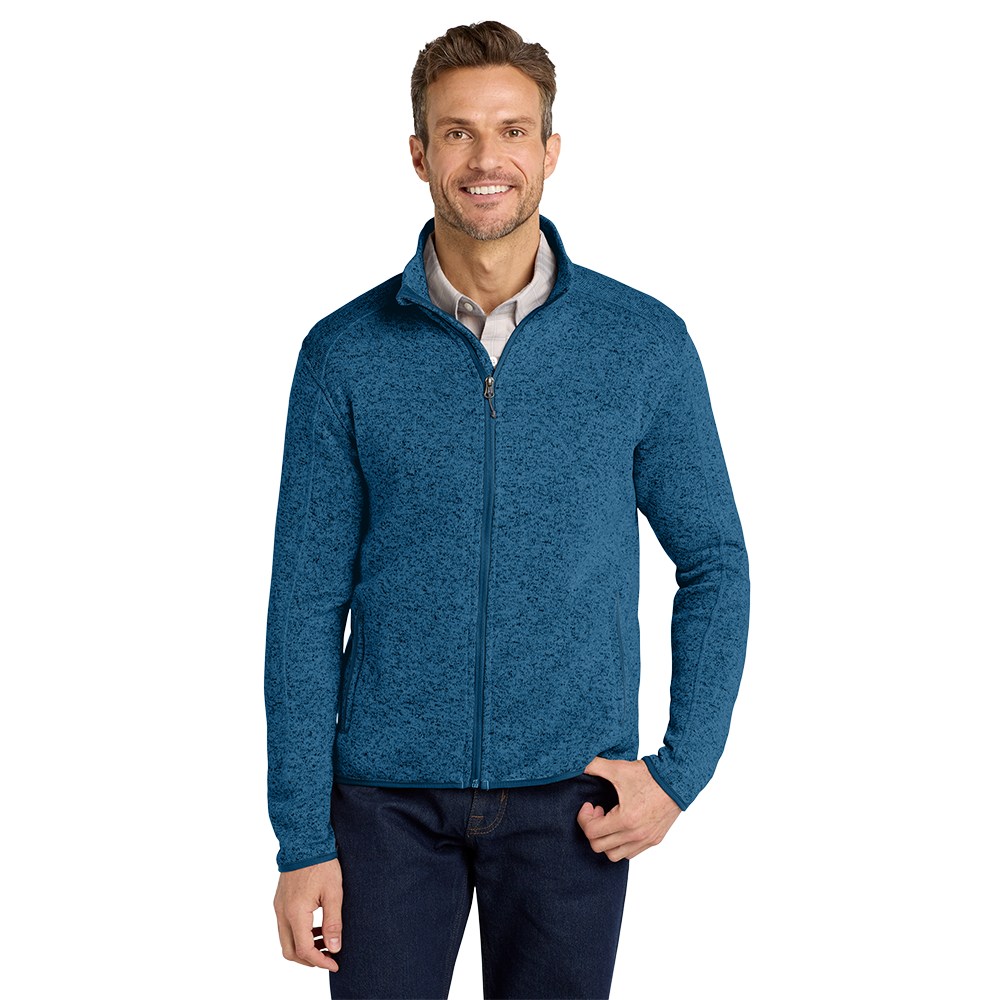 Port Authority® Sweater Fleece Jacket - Medium Blue Heather