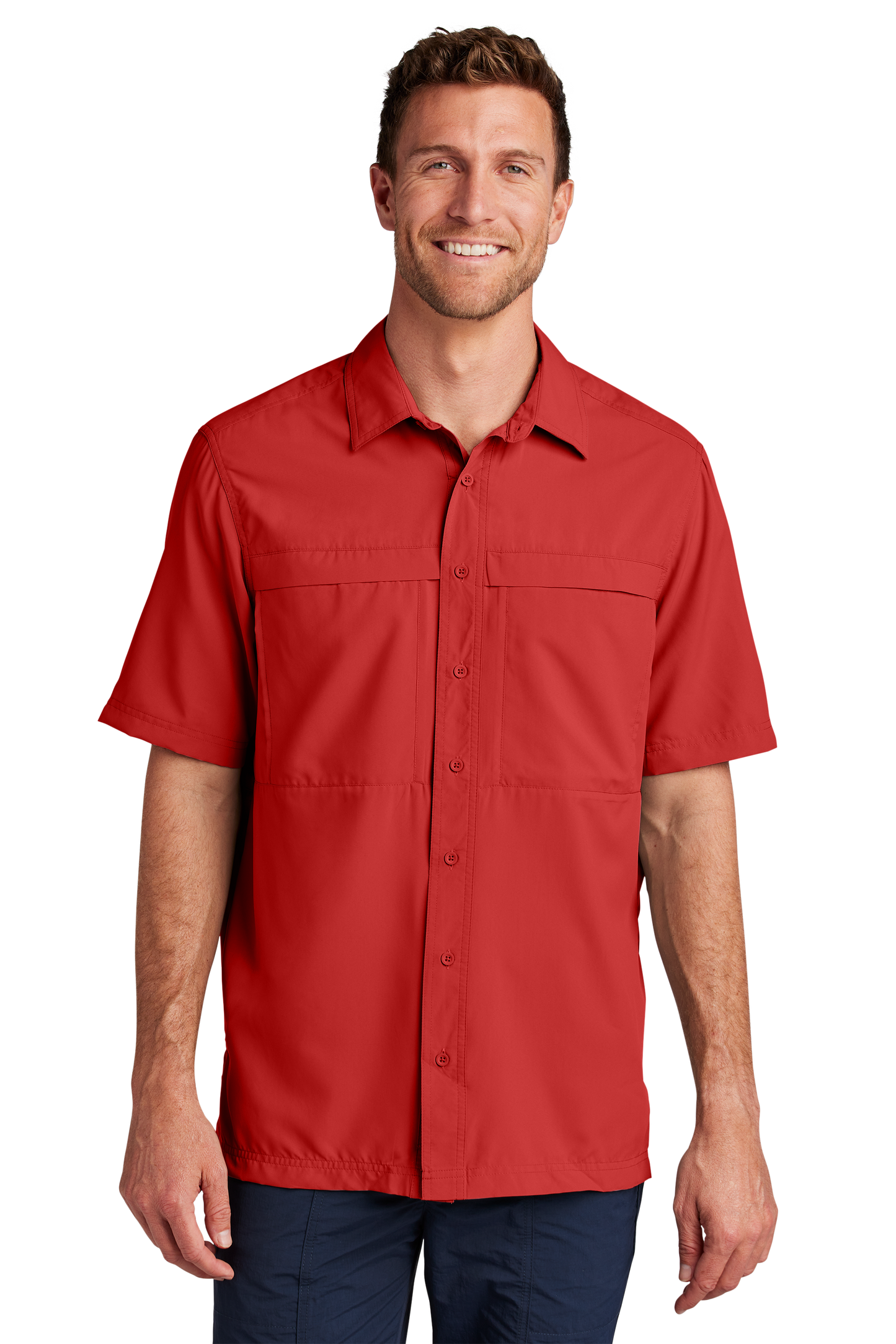 Port Authority® Short Sleeve UV Daybreak Shirt - Rich Red