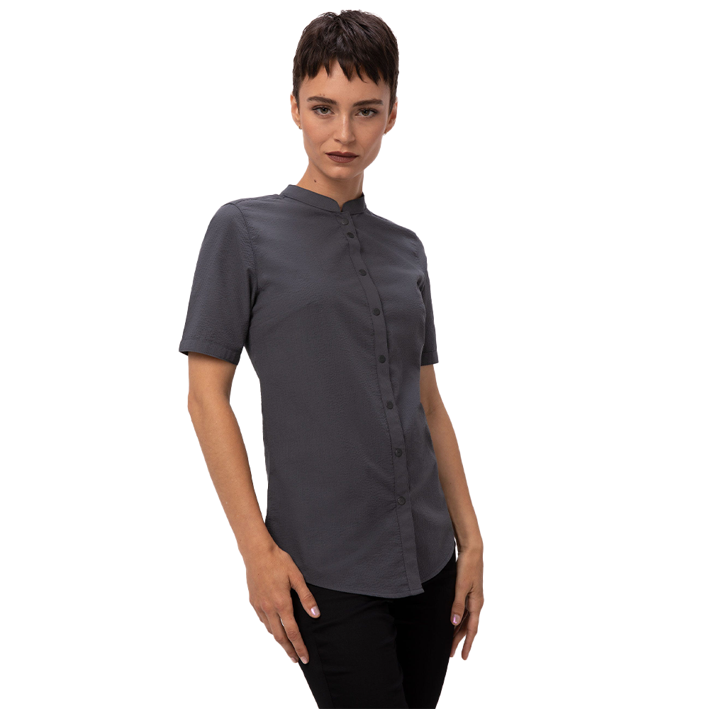 WOMEN SEERSUCKER SHIRT - Charcoal