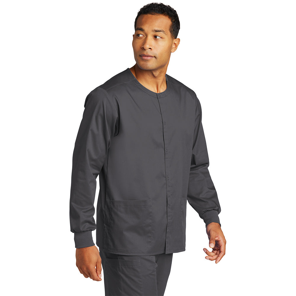 Wink™ Unisex WorkFlex™ Snap-Front Scrub Jacket - Pewter