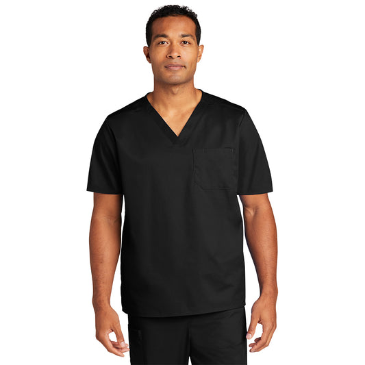 WonderWink® Men’s WorkFlex™ Mock Wrap Top - Black