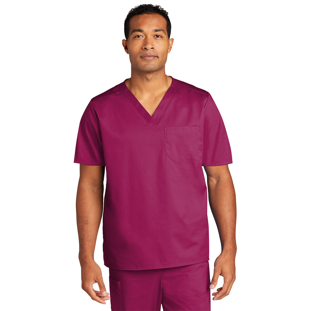 WonderWink® Men’s WorkFlex™ Mock Wrap Top - Wine