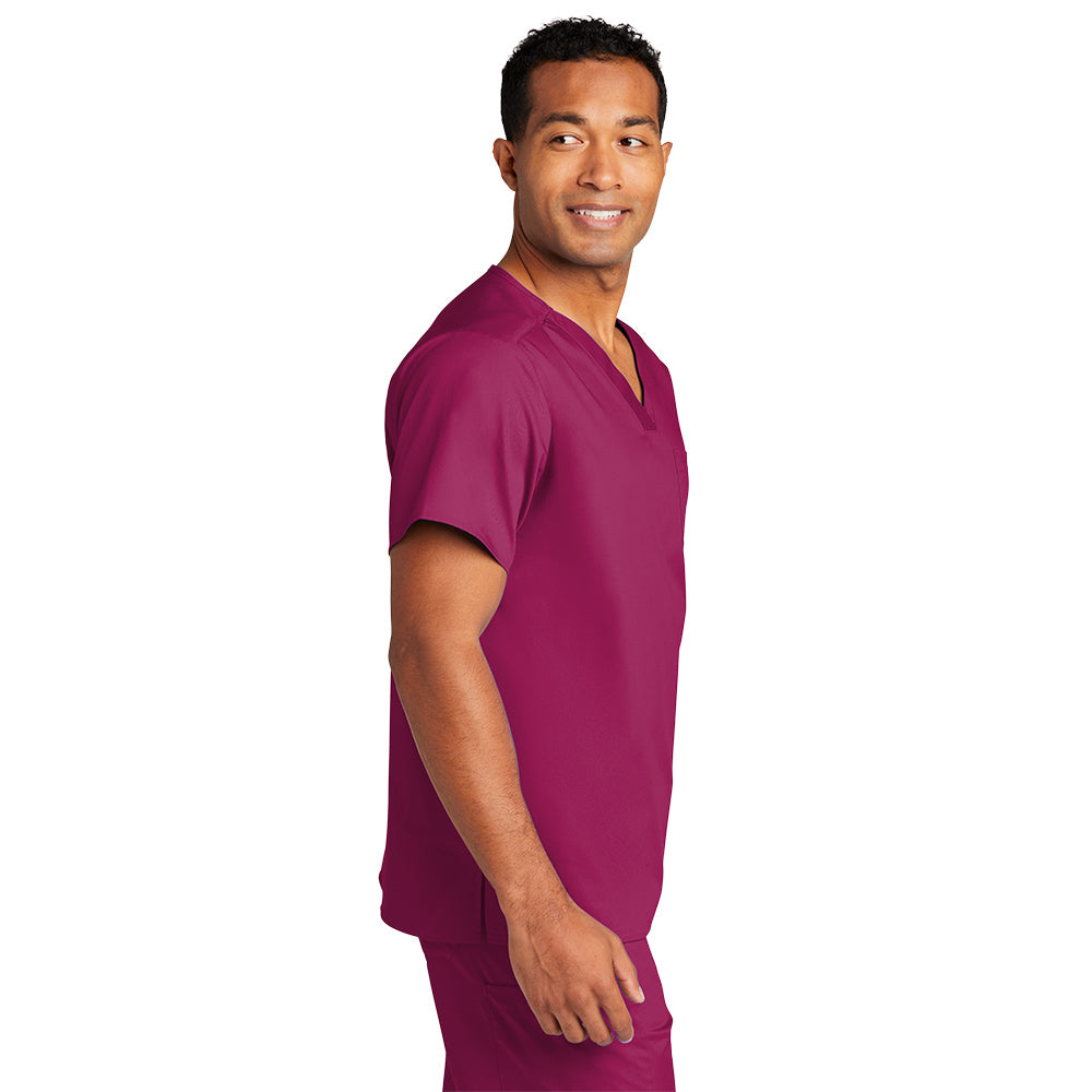 WonderWink® Men’s WorkFlex™ Mock Wrap Top - Wine