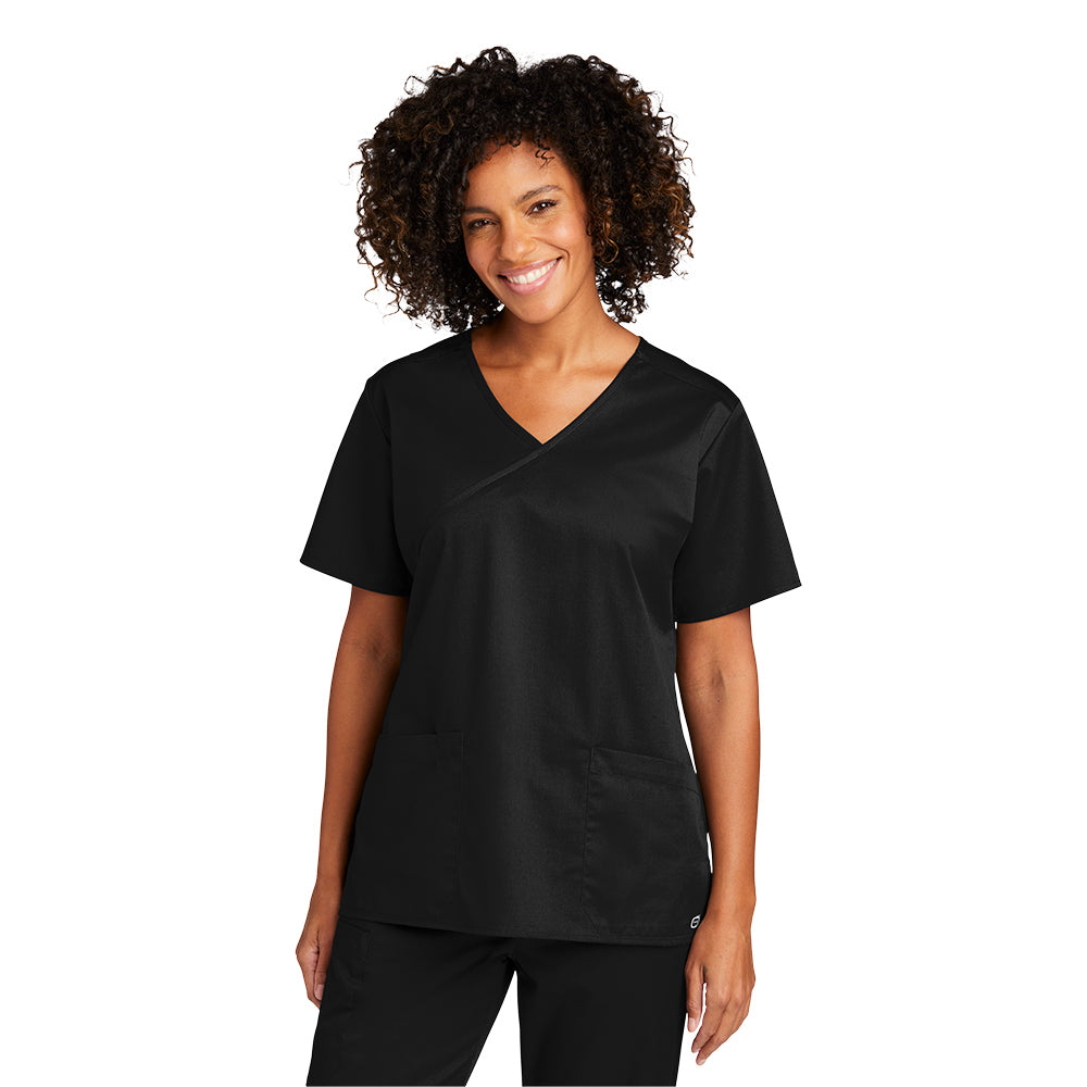 WonderWink® Women’s WorkFlex™ Mock Wrap Top - Black